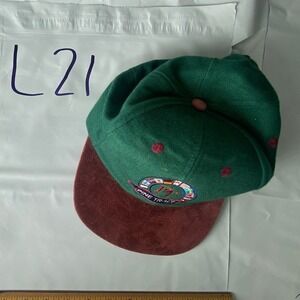Vintage World Emblem Baseball Cap Green Burgundy Embroidered Logo Adjustable